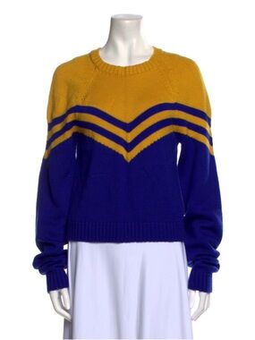 Milly Yellow and Royal Blue Chevron Crew Sweater Small